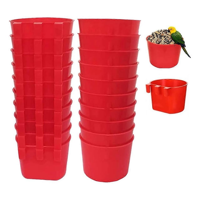 20Pcs Chickens Rabbit Feeders for Cage,Hanging Chicken Water Feeder Cup, Plastic Birds Feeders Seed