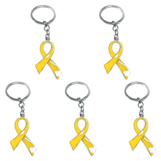 5pcs Día de la Concienciación Conmemorativo Llavero Colgante con Lazo Rojo