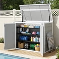 thumbnail image 4 of Enyopro 306Gal Shed & Outdoor Storage, Horizontal Resin Storage shed with Floor, All-Weather Tool Plastic Sheds for Bike, Lawn Mower, Generator, Garbage Cans and Outdoor Storage, 4 of 11