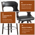 thumbnail image 3 of CRERIYO 26" Swivel Bar Stools Set of 3, Bentwood Counter Height Stools with Upholstered Seat, Wood Legs and Chrome Footrest, Black, 3 of 6