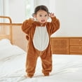 thumbnail image 2 of Eltusu Toddler Boys Flannel Jumpsuits, Comfy Warm Animal Hooded Winter Rompers Brown Size 2-3 T, 2 of 8