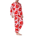 thumbnail image 2 of Naloa Lips Kiss Men’s Pajamas Set - Long Sleeve Button Down Sleep Shirt and Pajama Bottoms Sleepwear Set-X-Large, 2 of 7
