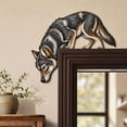 Wooden Wolf Door Frame Decoration with Handcrafted Design,Gray and ...