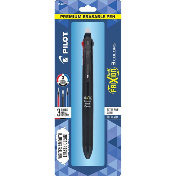 Pilot FriXion Ball 3 Color Erasable Gel Pen, Extra Fine Point 0.5mm, Assorted Ink, 1 Count