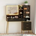 thumbnail image 4 of TROPOW Coiffeuse Cannelée de 45 Pouces avec Miroir HD Éclairé de 30 Pouces, Table de Maquillage à 5 Tiroirs avec Prise de Courant et Luminosité Réglable, Coiffeuse Moderne pour Chambre, 4 of 7