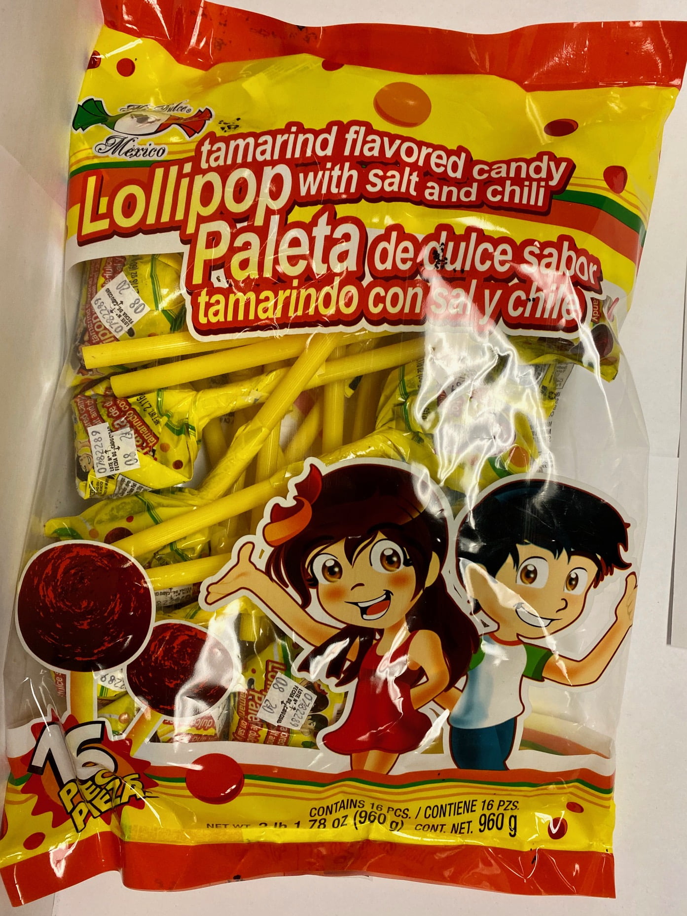 MDM TAMARINDO FLAVORED LOLLIPOPS w SALT/CHILI 2LB 1.78OZ BAG