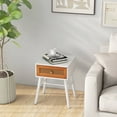 thumbnail image 4 of Costway 1 PCS Nightstand with Storage Drawer Rattan Decoration Solid Wood Legs for Bedroom, 4 of 8