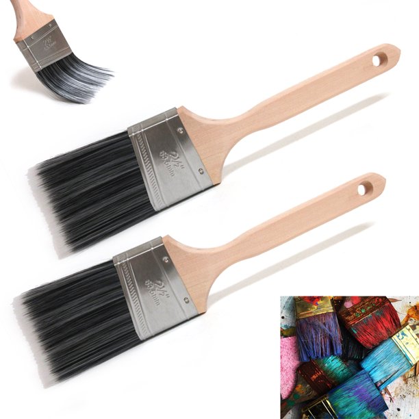 2PC Professional Series Angle Trim Paint Brush 2.5 Wood Handle Wall Decor Tools