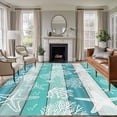 thumbnail image 2 of Green Wood Striped Area Rugs 5x7 ft Nautical Starfish Coral Shell Vintage Washable Rug Non Slip Indoor Carpet Absorbent Floor Mat for Living Room Bedroom Dining Room, 2 of 9