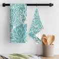 thumbnail image 3 of Teal Coral Coastal Kitchen Towel Dish Cloths Set of 2, Microfiber Soft Kitchen Hand Towels, Ocean Nautical Seaside Beach Absorbent Quick Drying Dishcloths 18 x 28 Inches, 3 of 8