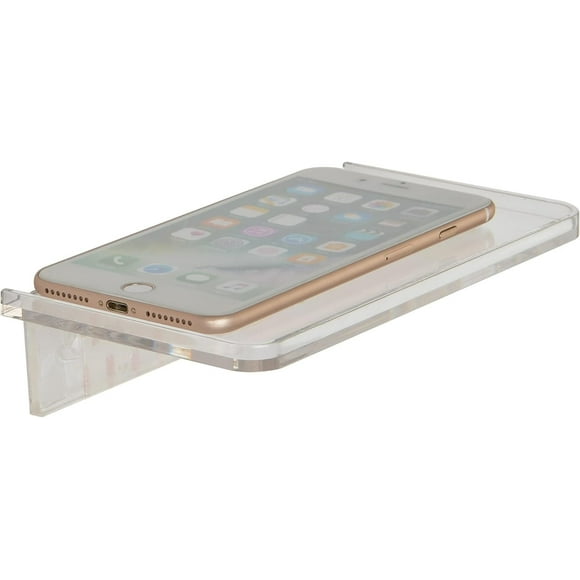 Stick-on Wall Shelf - Small Wall Mounted Clear Acrylic Wonder Shelf Phone Holder Shelves Wipes Rack for Bathroom,Kitchen,Toilet,Office - White