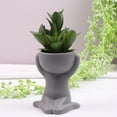 thumbnail image 4 of Ceramic Flower Pot Character Sitting Posture Sculpture Vase Desktop Flower Arrangement Container Gift Ornaments, Gray C, 4 of 7
