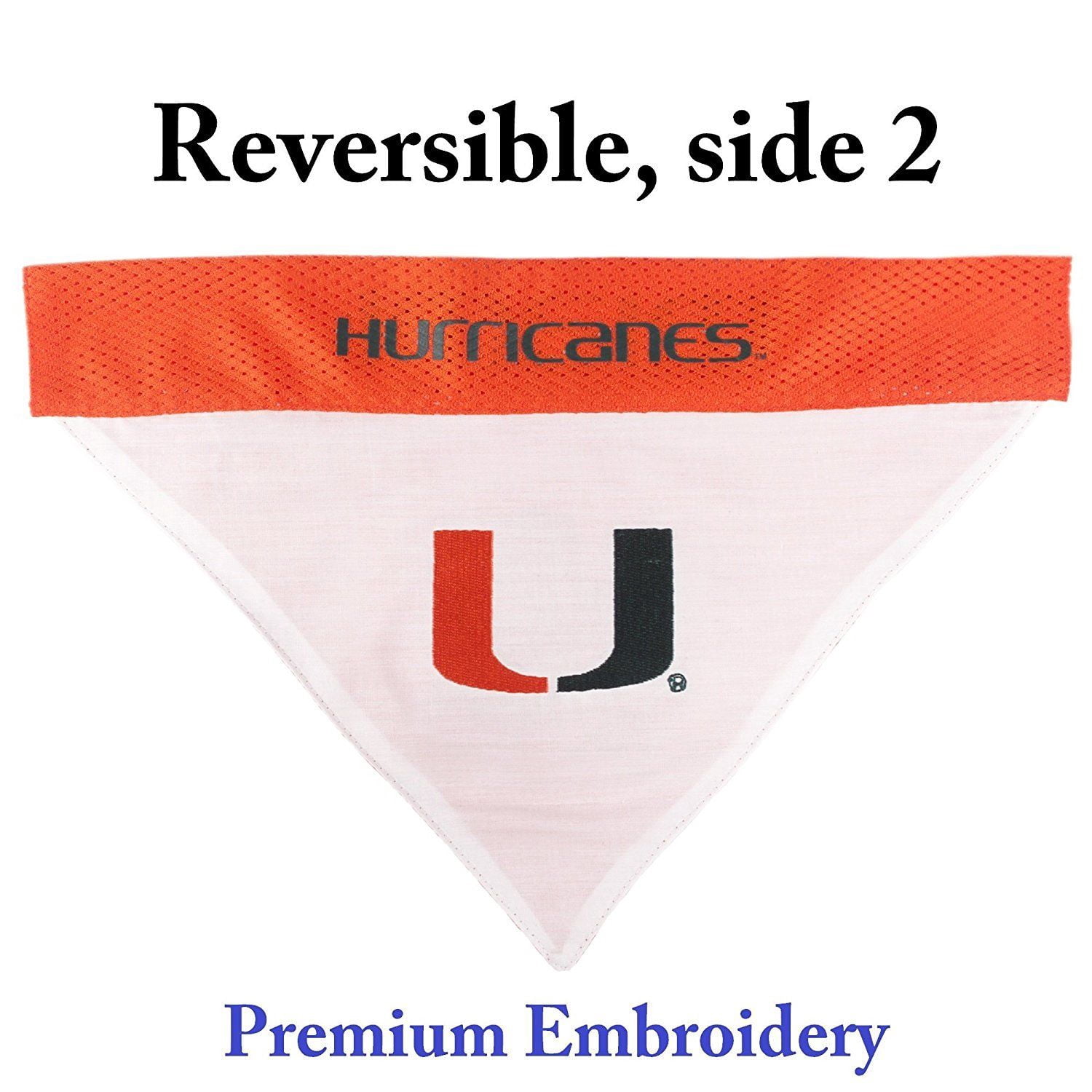 Pets First Collegiate Miami Hurricanes Reversible Bandana - Home & Away Mesh & Premium Embroidery for DOGS & CATS