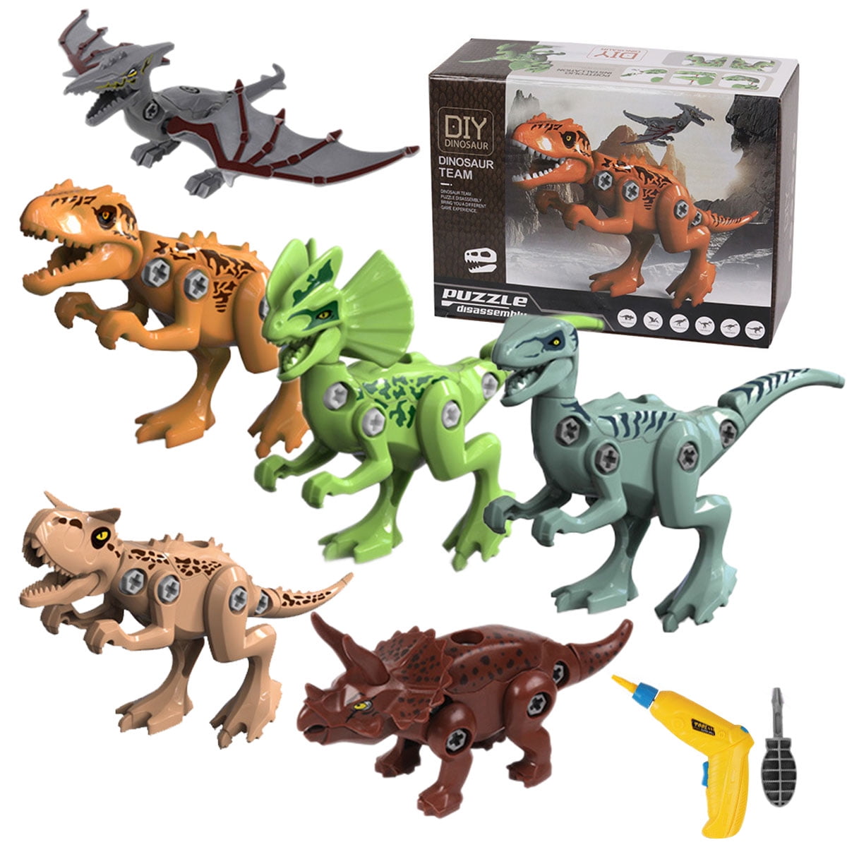 6pcs Mixed Dinosaur Set Tyrannosaurus Triceratops Model Kids Educational Toy 