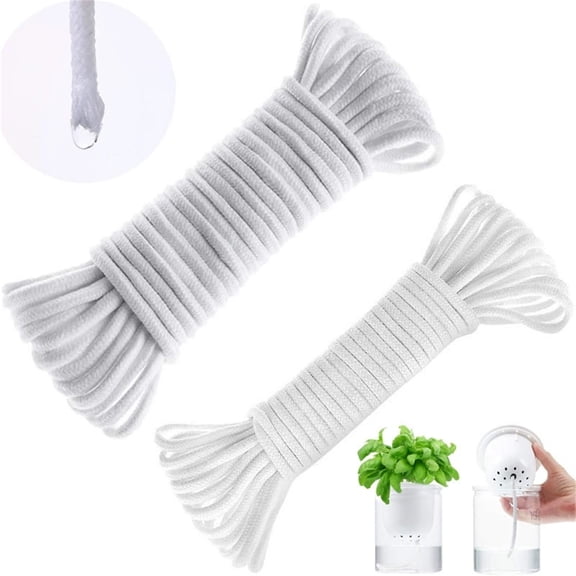 Self-Watering Wicking Cotton Rope Device,0.24 Inch Diameter Vacation Drip Irrigation System Cord for Indoor Potted Plants and Hydroponic Vases