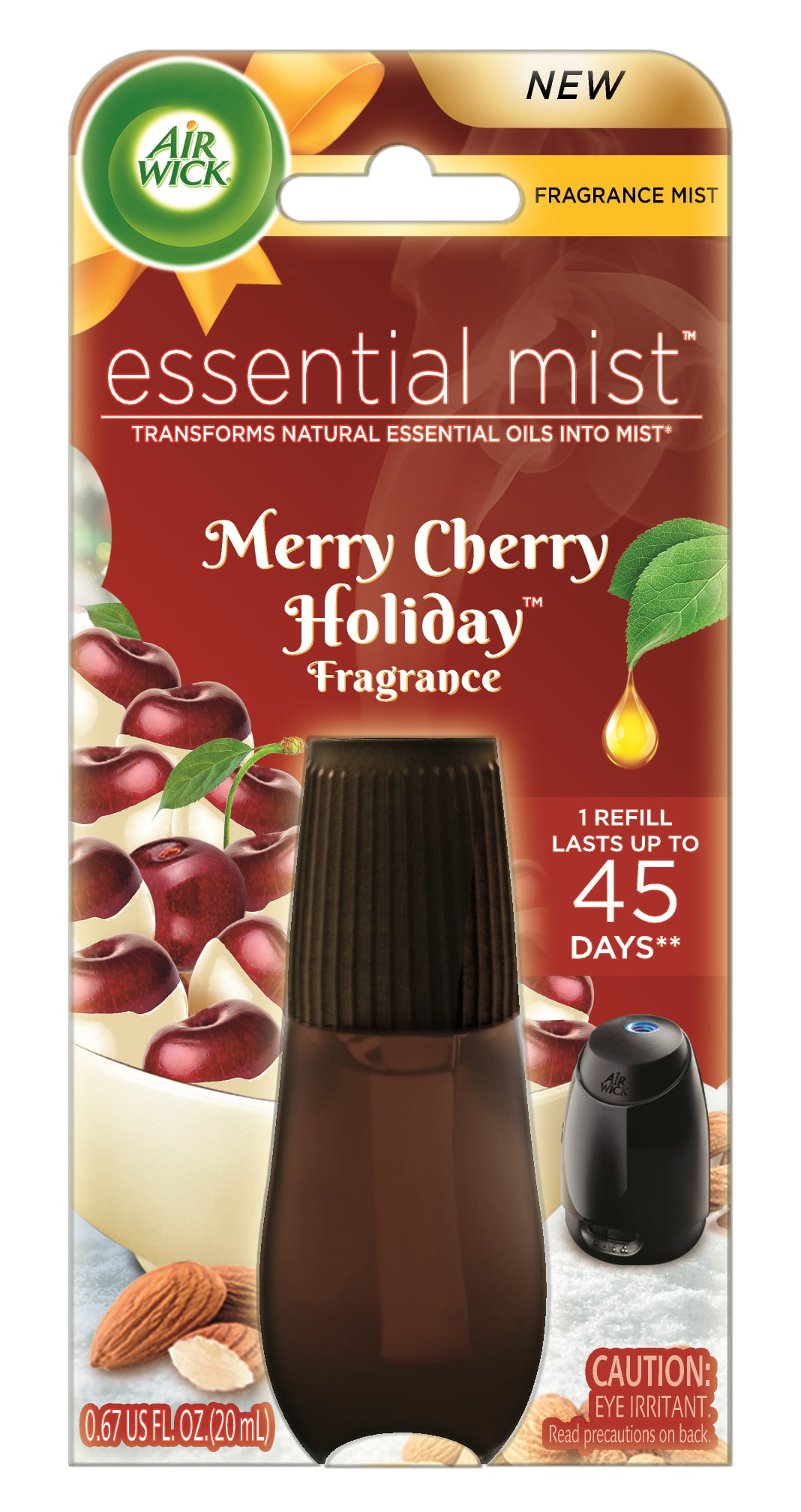 Air Wick Essential Oils Diffuser Mist Refill, Merry Cherry Holiday, 1ct