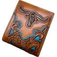 thumbnail image 2 of Floral Leather Longhorn Embossed Wallet, 2 of 11
