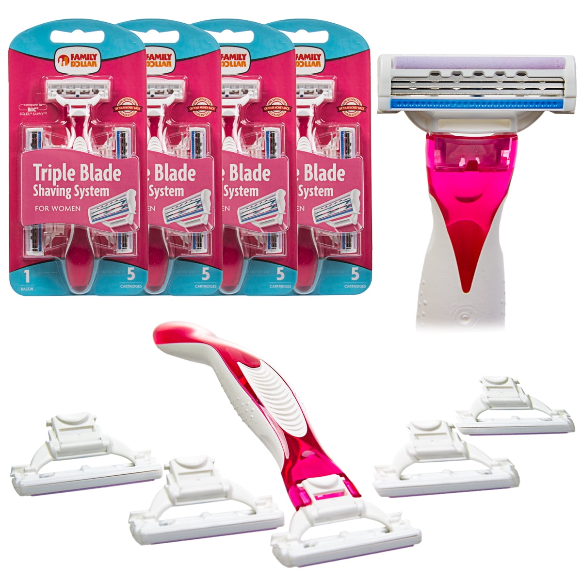 Womens Triple Blades 4 Handles 20 Replacement Cartridges Safety