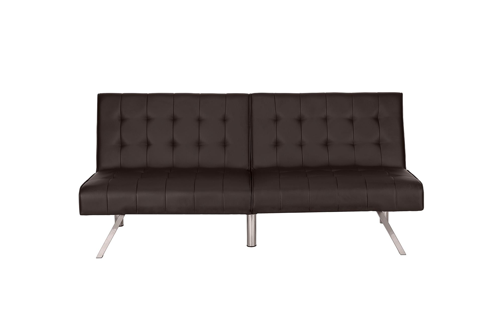 Mainstays Morgan Faux Leather Tufted Convertible Futon Brown
