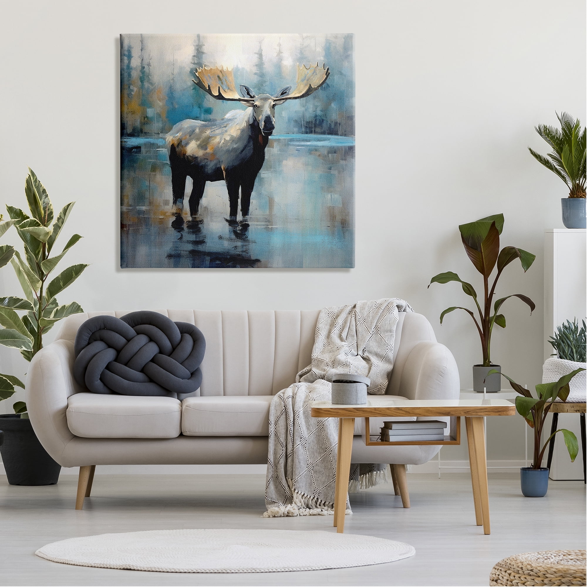 Stupell Industries Abstract Moose Painting Animals & Insects Painting Gallery Wrapped Canvas Art Print Wall Art, 36 x 36