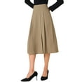 thumbnail image 4 of INSPIRE CHIC Women's High Waist Fall Work Office A-Line Pleated Midi Skirt XS Khaki, 4 of 6