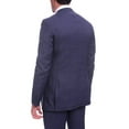 thumbnail image 4 of Mens Slim Fit Navy Blue Windowpane Plaid Two Button Wool Blend Suit, 4 of 8