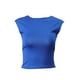 thumbnail image 3 of Sunloudy, blusas cortas para mujer, suéter de moda de Color sólido de manga corta para mujer, camiseta reversible en la parte delantera y trasera, rojo/azul Sunloudy  moda, 3 of 8