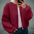 thumbnail image 4 of YDFCWXW Bomber Jackets for Women 2025 Fall Outfits Casual Zip Up Outerwear with Pockets Wine, S, 4 of 5