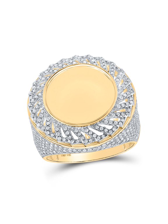 10kt Yellow Gold Mens Round Diamond Memory Circle Ring 1-5/8 Cttw