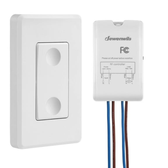 DEWENWILS Wireless Light Switch and Receiver Kit, 100 Ft RF Range, Remote Control Wall Switch for Ceiling Lights, Fans, Lamps