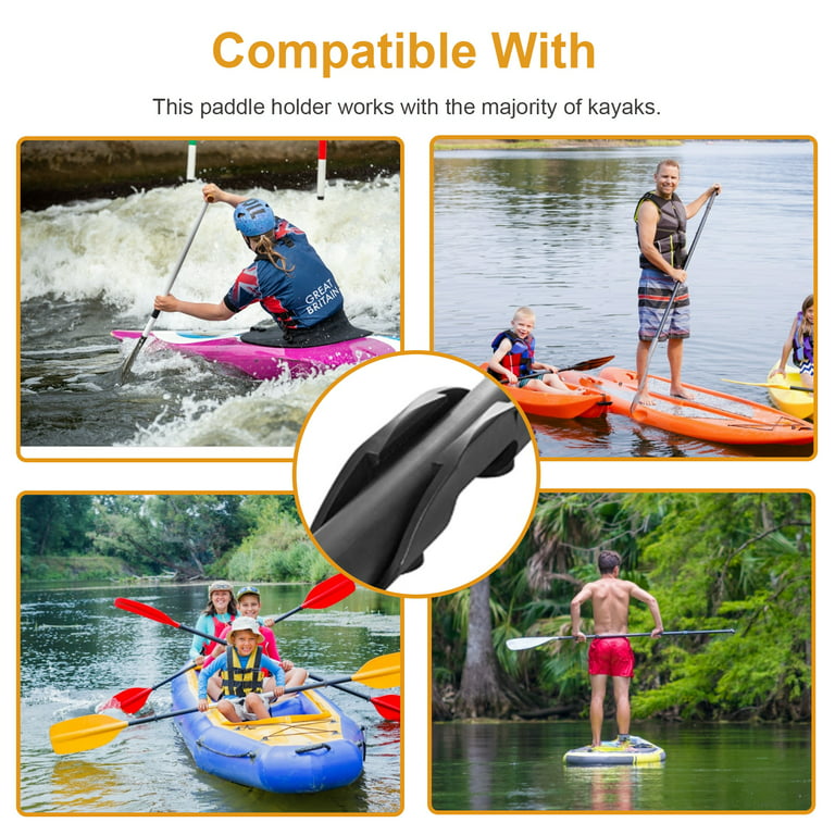 4pcs Kayak Paddle Holder Clips, EEEkit Universal Plastic Fishing Net Clip, Hardware Universal Kayaks Accessories, Not Including Screws, Black, Size: 6