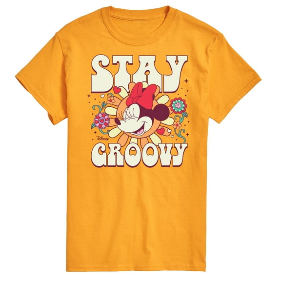 Disney Standard - Mickey & Friends - Minnie Mouse - Stay Groovy - Men's Short Sleeve Graphic T-Shirt