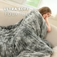 thumbnail image 7 of Blunique Faux Rabbit Fur Blankets and Throws Soft Cozy Throw Blanket Home Decor for Couch, Bed, Travel, 50x60 in, Gray, 7 of 7