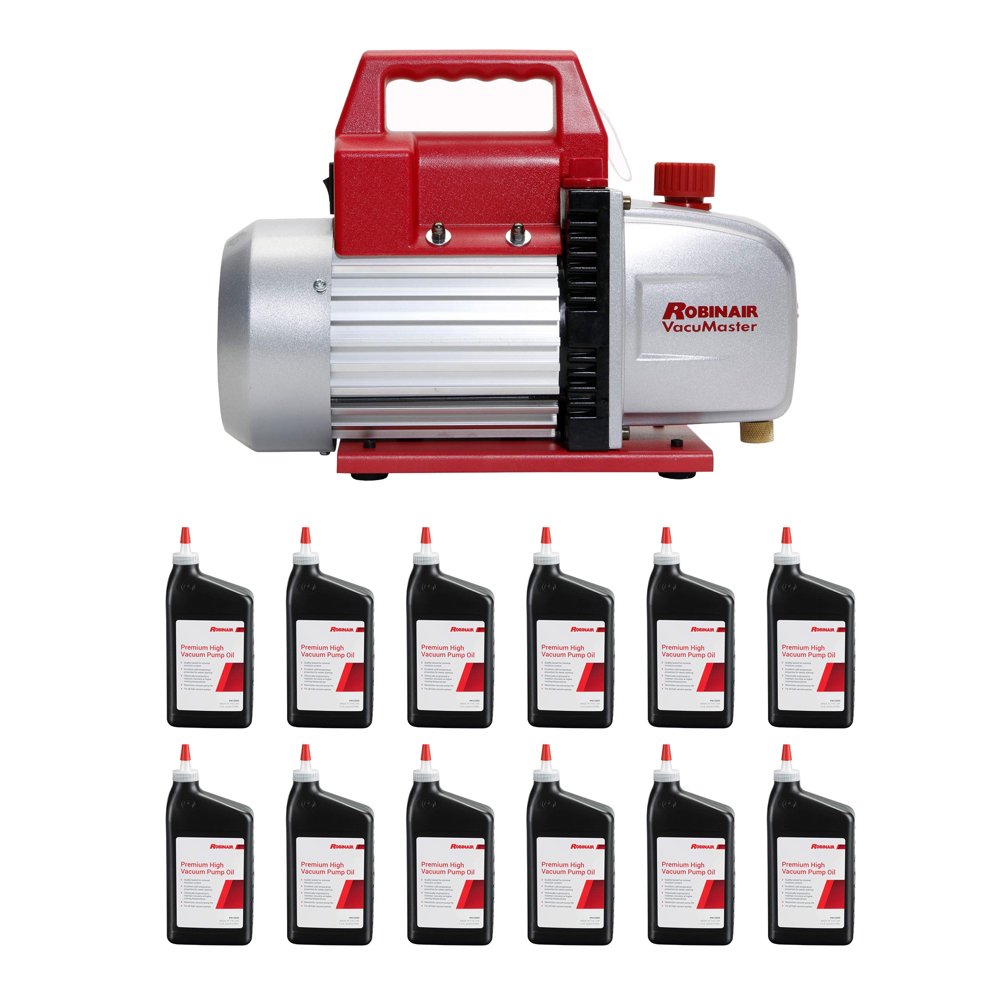 Robinair Heavy Duty 1/3 Horsepower 2 Stage Vacuum Pump with Pump Oil