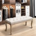 thumbnail image 2 of S-HOME Upholstered End of Bed Bench in Design with Carving, Linen Material, Perfect for Foyer，Beige, 2 of 15