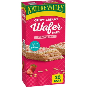 Nature Valley Strawberry Crispy Creamy Wafer Bars, Made with Oat Butter and Whole Grains, 20 Bars, 26 oz Box
