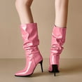 thumbnail image 2 of UngA Mid Calf Boots for Women Women's Thigh High Boots Over The Knee Boots Side Zip Pointed Toe Fashion Sexy Winter Stiletto Knee High Boots Hot Pink,5.5, 2 of 7