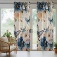 thumbnail image 5 of Outdoor Curtains for Patio Waterproof, Vintage Blue Floral Outdoor Privacy Panels Grommet, Butterflies Watercolor Flower Tan Blackout Outside Curtains for Porch/Cabana/Pergola/Gazebo 54"x95", 1 Panel, 5 of 8