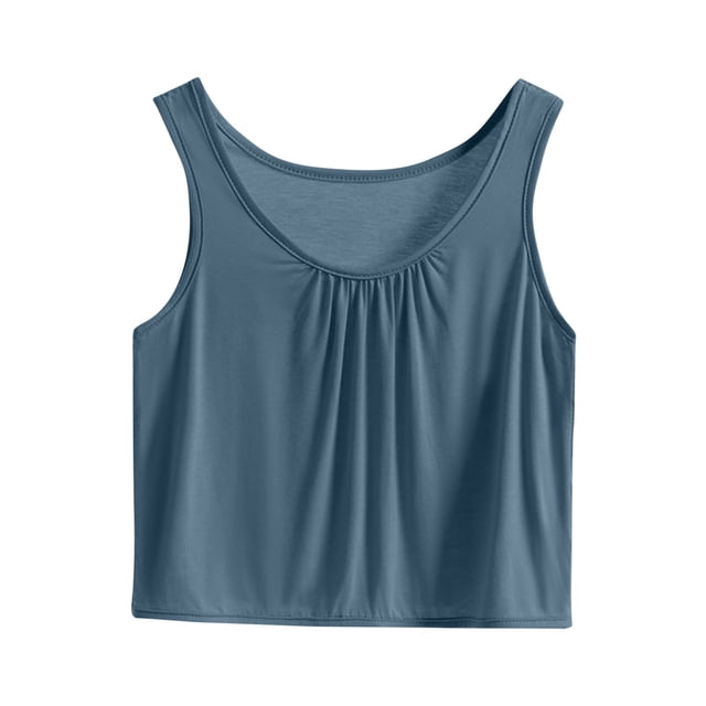 Timegard Débardeurs Grande Taille pour Femmes Col Rond Froncé Ample Doux Décontracté Sans Manches Pjs Blouse