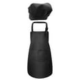 thumbnail image 2 of Delantal de chef para niños, conjunto de gorro de chef con correa ajustable para el cuello, delantal de chef para pintar y jardinería. Negro L, 2 of 7
