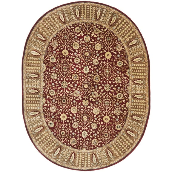 Traditional Rug - Persian Legend New Zealand Wool -Red/Light Brown-Color:Red/Light Brown,Design:Traditional,Shape:Oval,Size:9'6"L x 7'6" W
