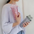 thumbnail image 3 of Vaso Glitter HappyWare con Popote y Tapa con Orejas de Gato Gris 400ml, 3 of 3
