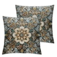 thumbnail image 2 of Acheng Boho Throw Pillow Covers Vintage Abstract Brown Green Teal and Grey Plant Leaf Floral Decorative Pillow Cases Home Decor Standard Square Pillowcases,2 Pcs White, 2 of 6