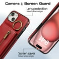 thumbnail image 3 of Decase Compatible with iPhone 14 Case with Card Holder and Strap for Women,Crossbody Lanyard,Stand Ring Kickstand,Snap Clasp,Phone Wallet Case,Red, 3 of 10