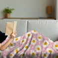 thumbnail image 3 of Floral Soft Flannel Fleece Throw Blanket, Spring Theme Daisy Flowers Pattern Along Small Circles in Soft Colors, Cozy Plush for Indoor and Outdoor Use, 60" x 80", Pale Pink Orange White, by Ambesonne, 3 of 5