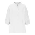 thumbnail image 5 of Xihbxyly Tops Tops for Women 2025 Women's Round Neck Long Sleeve Loose Button Cotton and Linen Tunic Shirts Summer Shirts Blouse, 5 of 7
