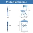 thumbnail image 4 of Yardgrace 3-Piece Folding Steel Patio Bistro Set, 2 Chairs and Table, Peacock Blue, 4 of 8