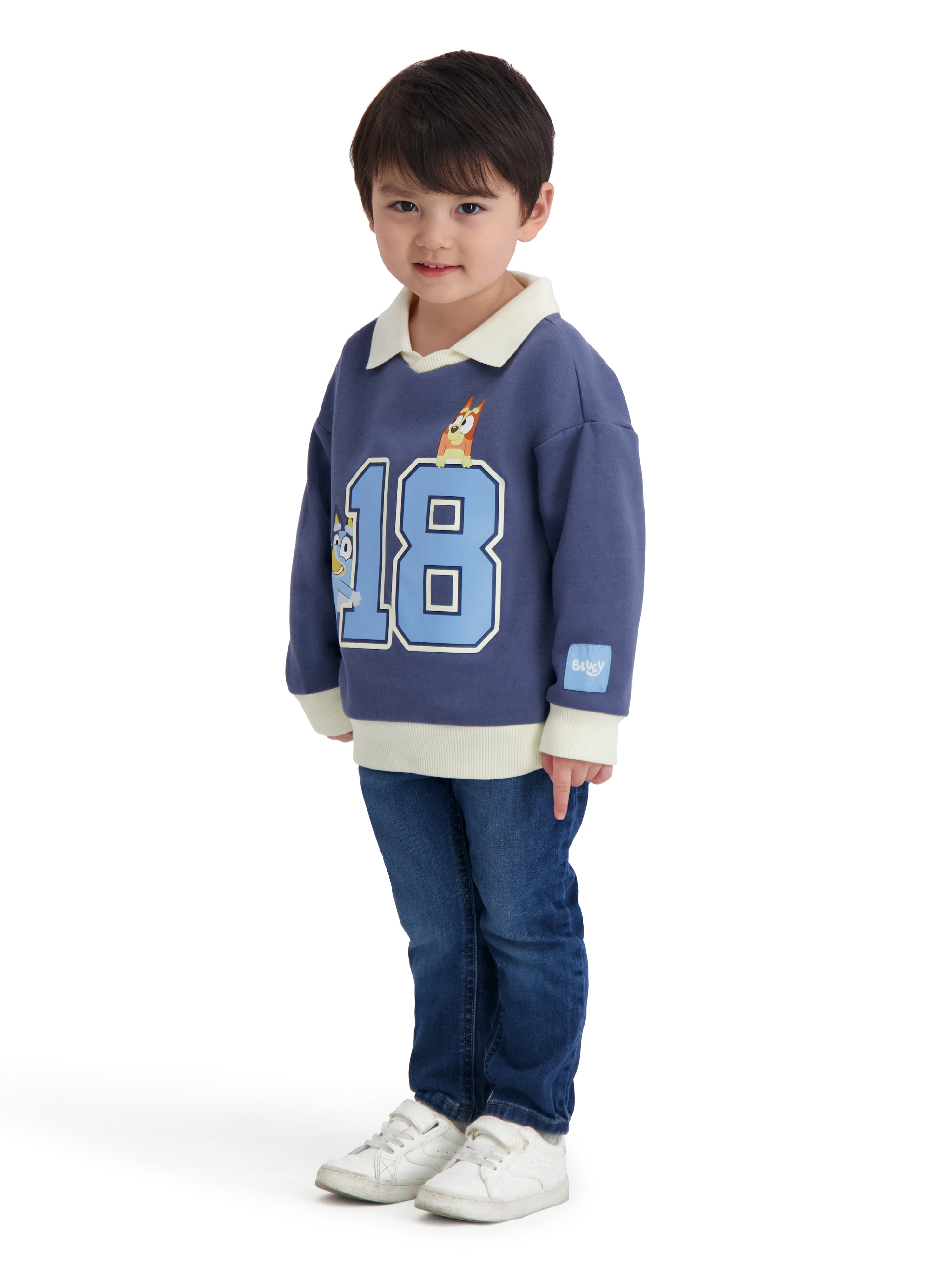 Bluey Toddler Boy Long Sleeve Rugby Shirt, Sizes 12M-5T
