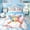 White Blue 01, variant on Feelyou Pink Waffle Baseball Full Size Bedding Sets for Kids, Ice Cream Drip Sport Full Size Bed in a Bag, Pink Reversible, 7pcs
