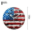 thumbnail image 2 of 14 Inch Wall Clock Battery Operated Silent Clock Decorative for Office, Kitchen, Outdoor, Living Room，Watercolor American Usa Flag Style, 2 of 4